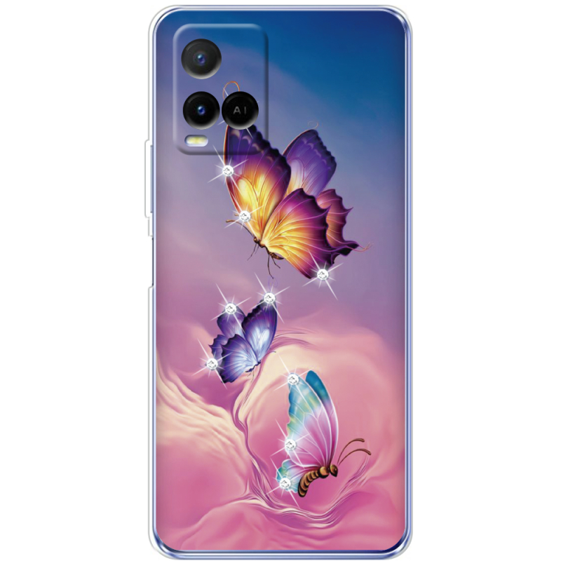 Чехол со стразами Vivo Y21 Butterflies