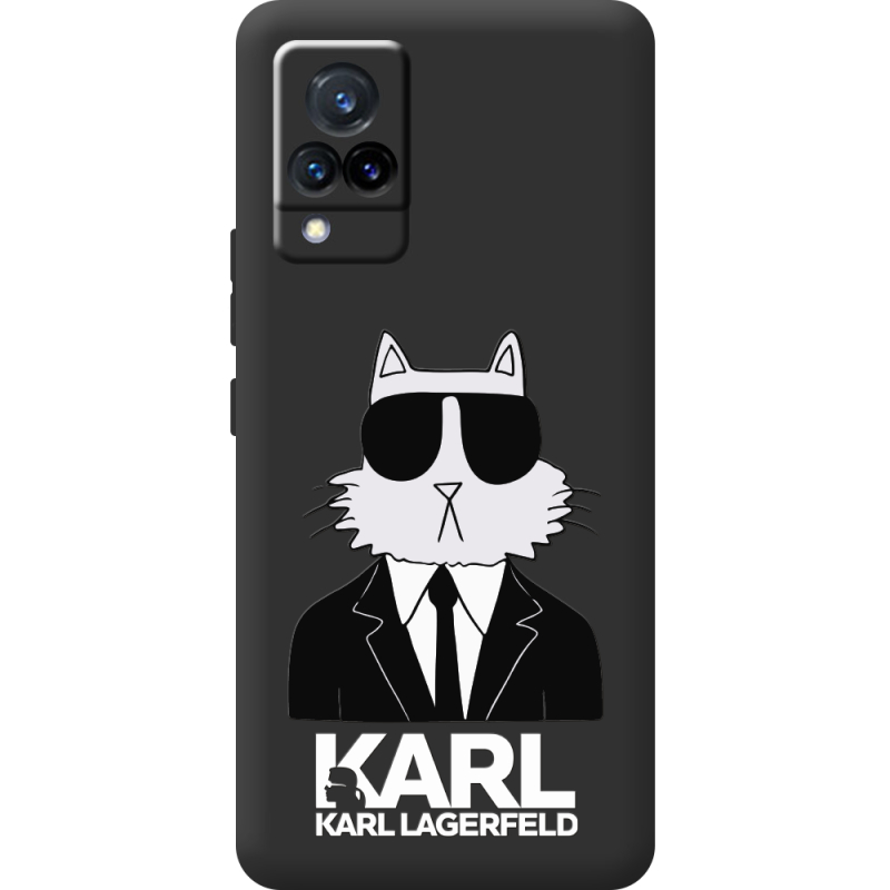 Черный чехол BoxFace Vivo V21 Cat in Black