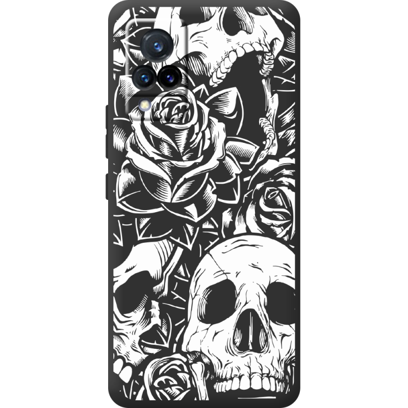 Черный чехол BoxFace Vivo V21 Skull and Roses