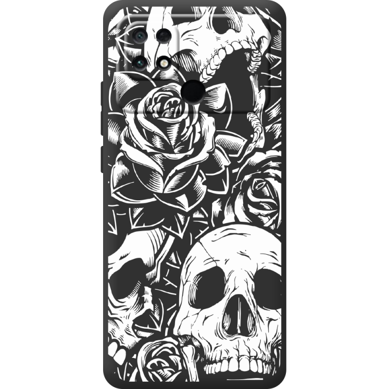 Черный чехол BoxFace Poco C40 Skull and Roses