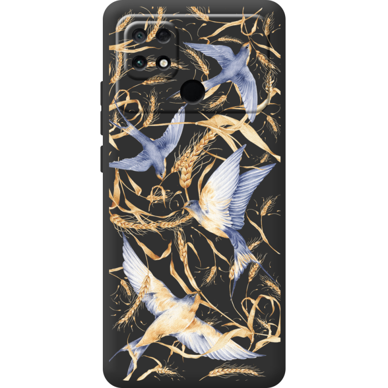 Черный чехол BoxFace Poco C40 Ластівки