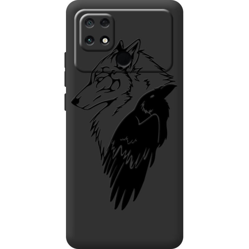 Черный чехол BoxFace Poco C40 Wolf and Raven