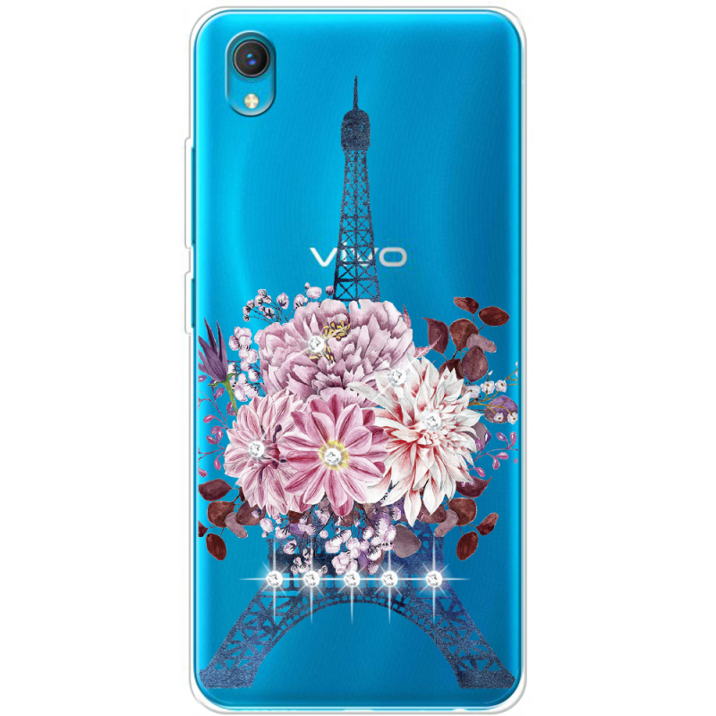 Чехол со стразами Vivo Y1S Eiffel Tower
