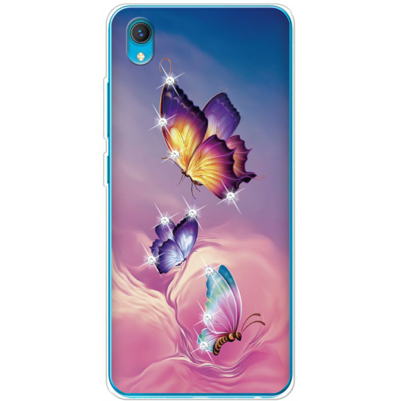 Чехол со стразами Vivo Y1S Butterflies