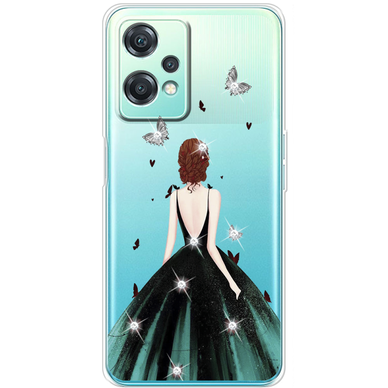 Чехол со стразами OnePlus Nord CE 2 Lite 5G Girl in the green dress