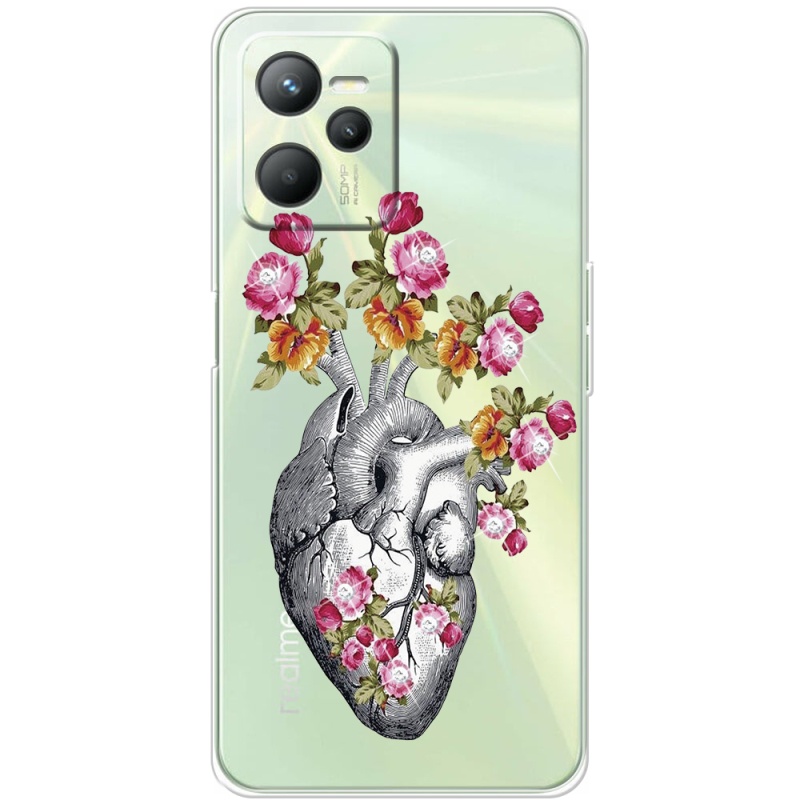 Чехол со стразами Realme C35 Heart