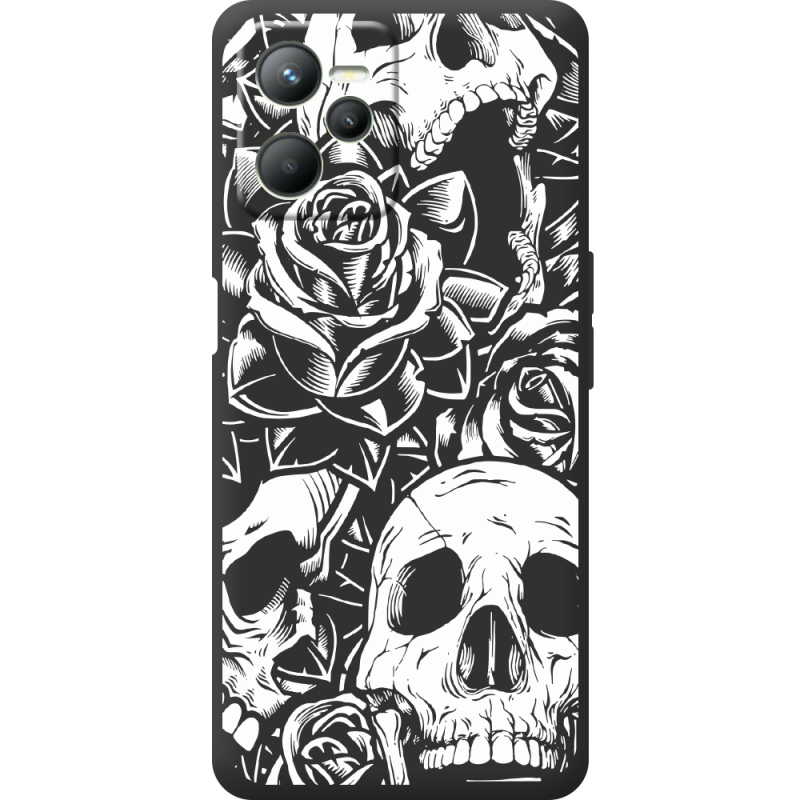 Черный чехол BoxFace Realme C35 Skull and Roses