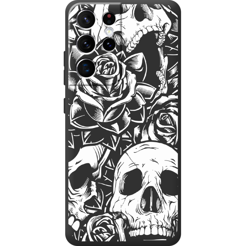 Черный чехол BoxFace Samsung G998 Galaxy S21 Ultra Skull and Roses