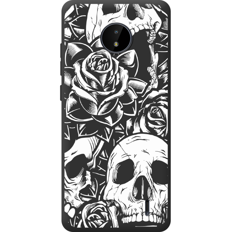 Черный чехол BoxFace Nokia C20 Skull and Roses