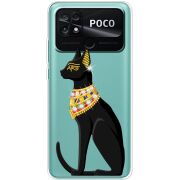 Чехол со стразами Poco C40 Egipet Cat