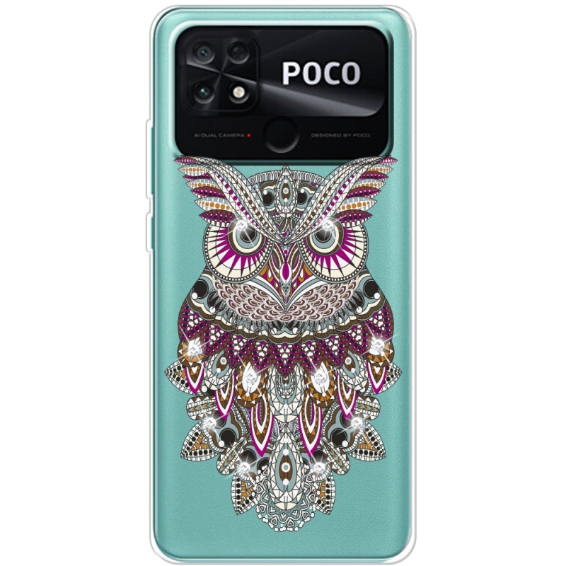 Чехол со стразами Poco C40 Owl