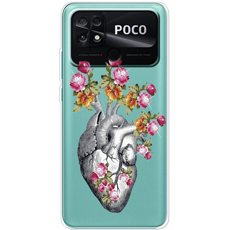 Чехол со стразами Poco C40 Heart