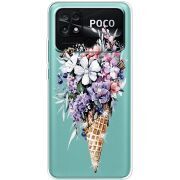 Чехол со стразами Poco C40 Ice Cream Flowers
