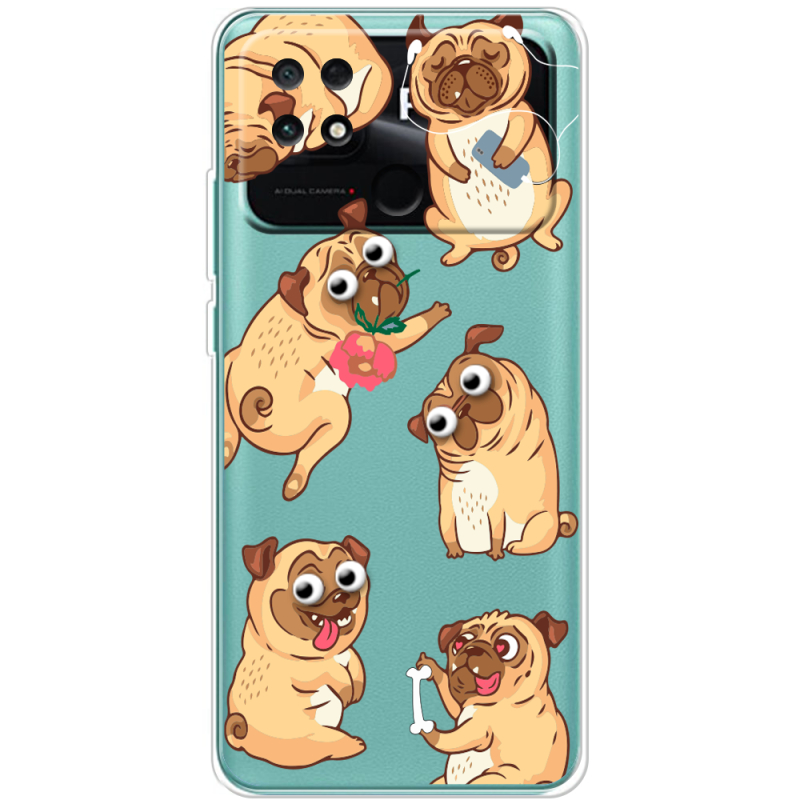 Прозрачный чехол BoxFace Poco C40 с 3D-глазками Pug
