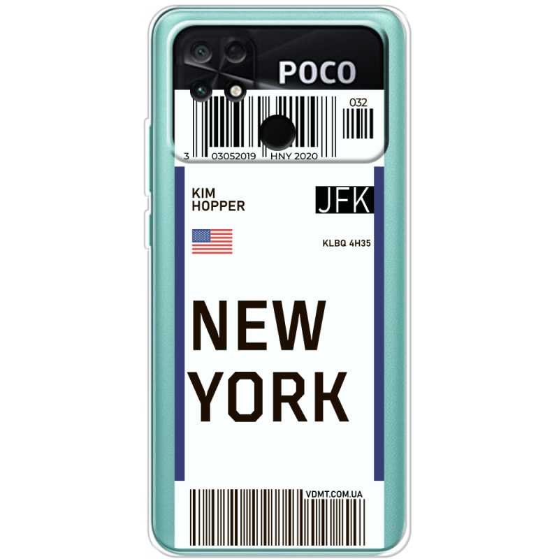 Прозрачный чехол BoxFace Poco C40 Ticket New York
