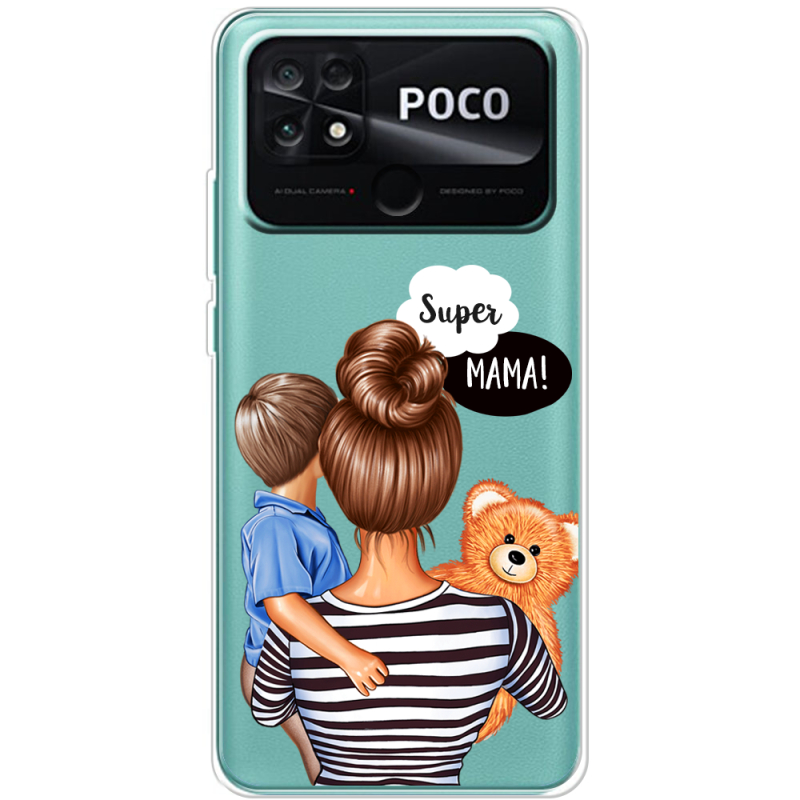 Прозрачный чехол BoxFace Poco C40 Super Mama and Son