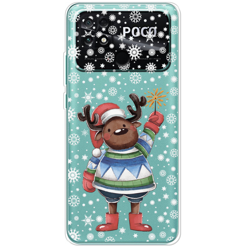 Прозрачный чехол BoxFace Poco C40 Christmas Deer with Snow