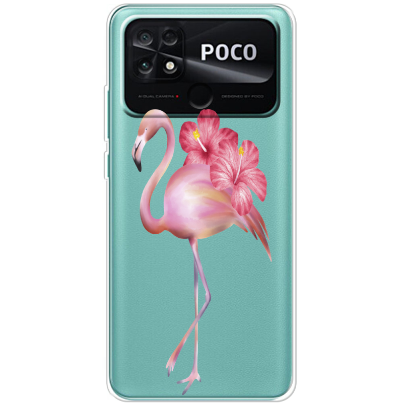 Прозрачный чехол BoxFace Poco C40 Floral Flamingo