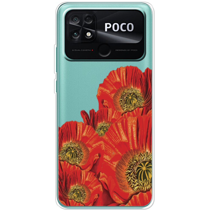 Прозрачный чехол BoxFace Poco C40 Red Poppies