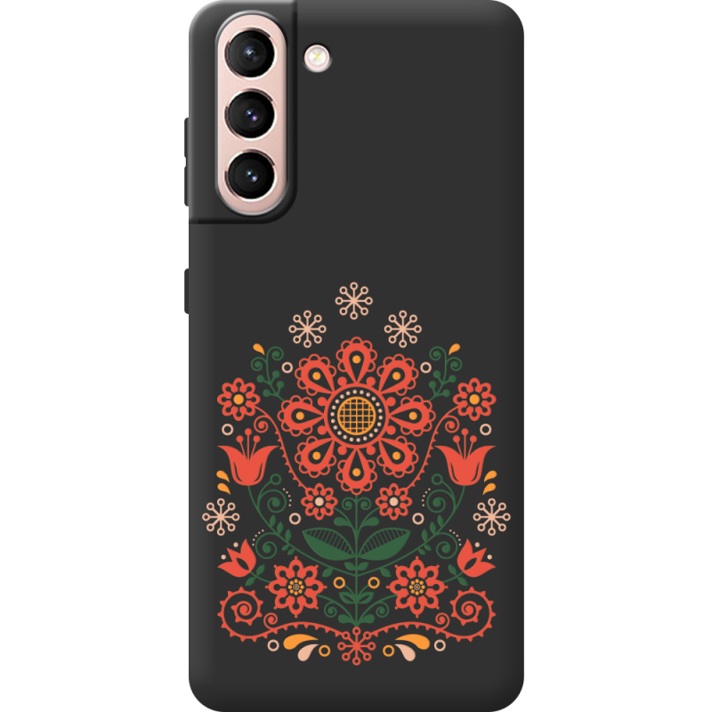 Черный чехол BoxFace Samsung G991 Galaxy S21 Ukrainian Ornament