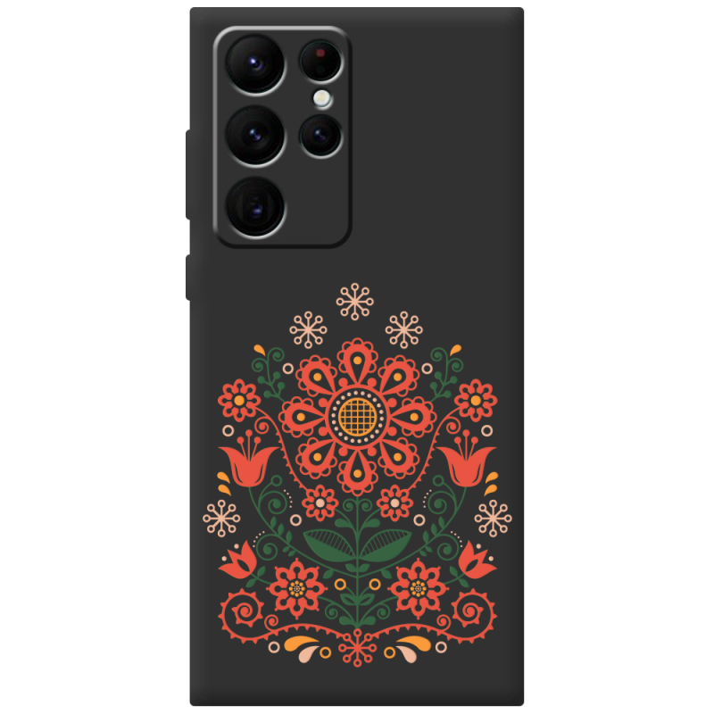 Черный чехол BoxFace Samsung Galaxy S22 Ultra (S908) Ukrainian Ornament