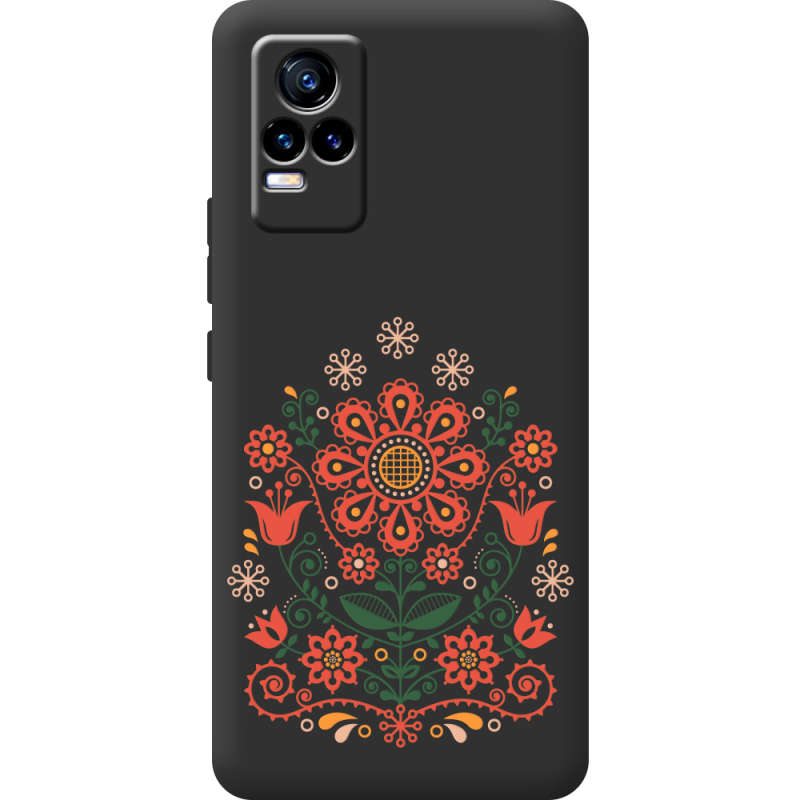 Черный чехол BoxFace Vivo V21E Ukrainian Ornament