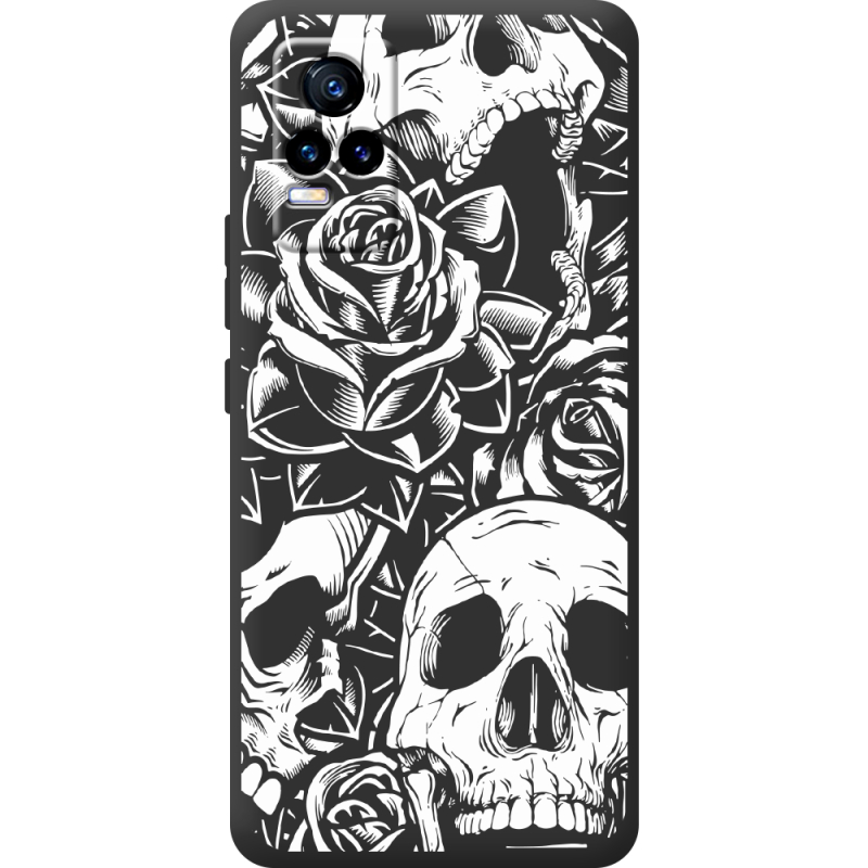 Черный чехол BoxFace Vivo V21E Skull and Roses