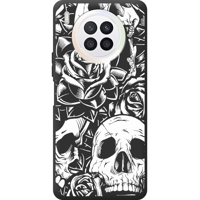 Черный чехол BoxFace Huawei Nova 8i Skull and Roses