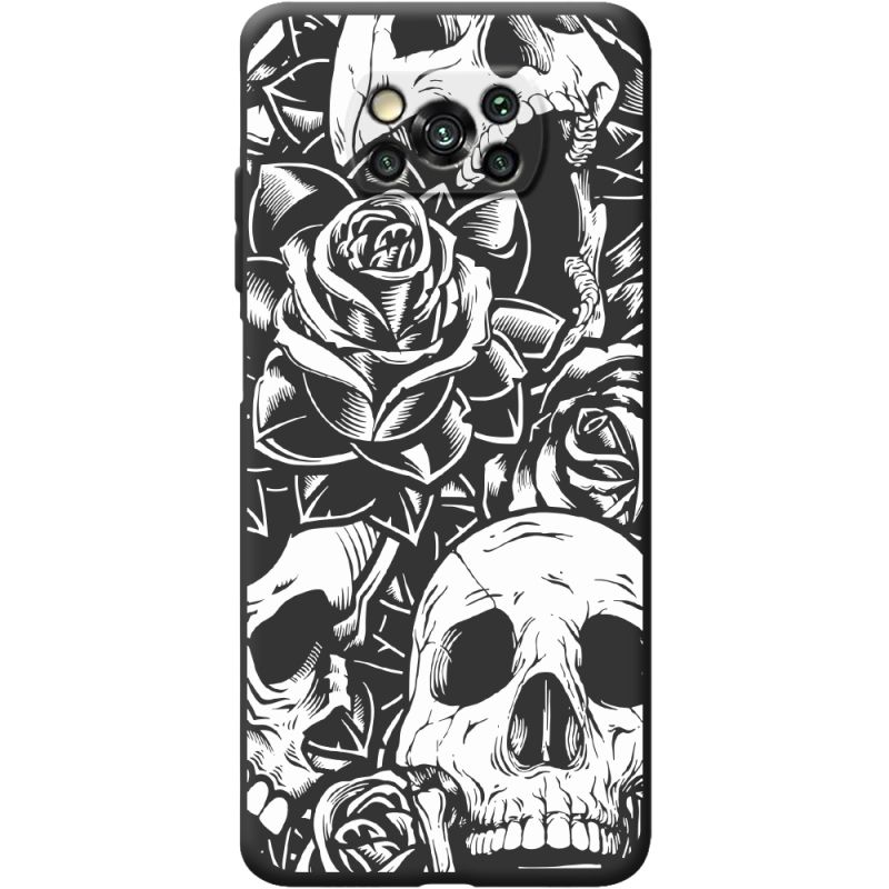 Черный чехол BoxFace Poco X3 Skull and Roses