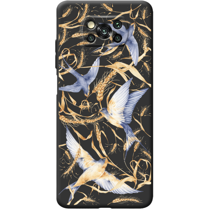 Черный чехол BoxFace Poco X3 Ластівки