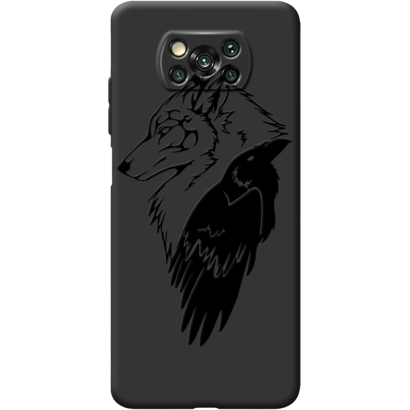 Черный чехол BoxFace Poco X3 Wolf and Raven