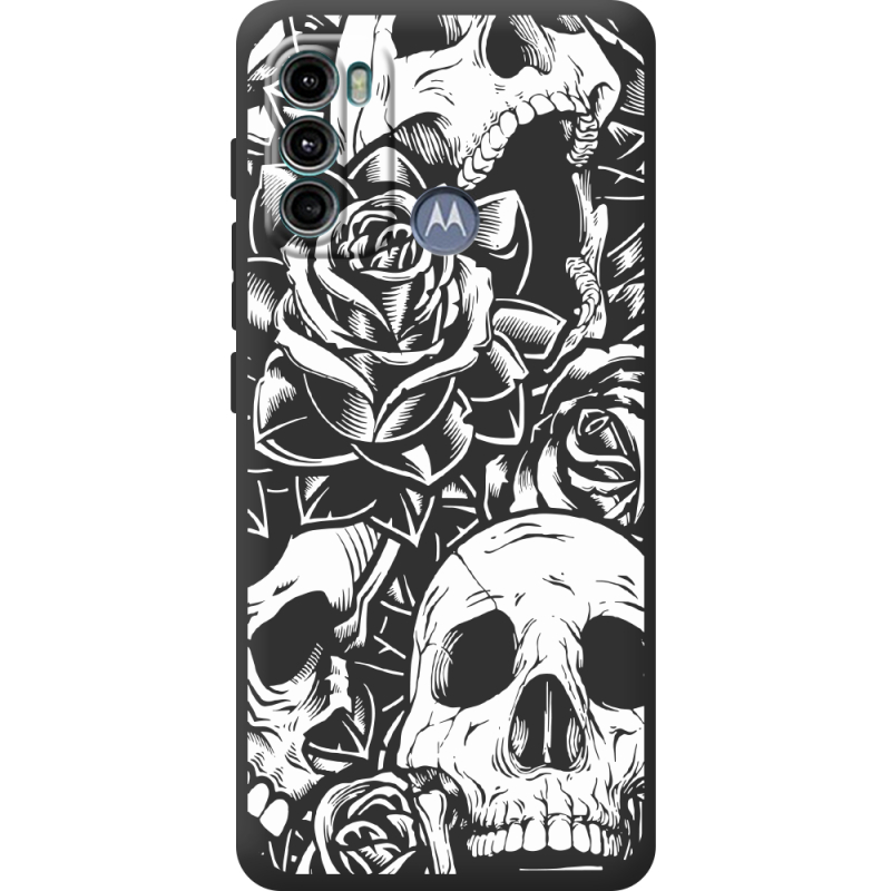 Черный чехол BoxFace Motorola G60 Skull and Roses