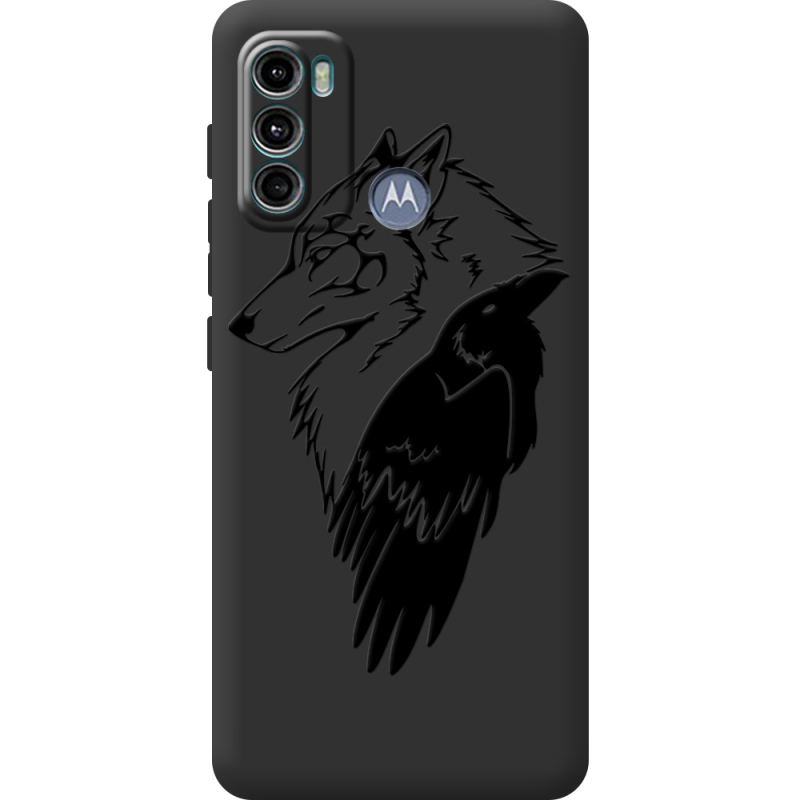 Черный чехол BoxFace Motorola G60 Wolf and Raven