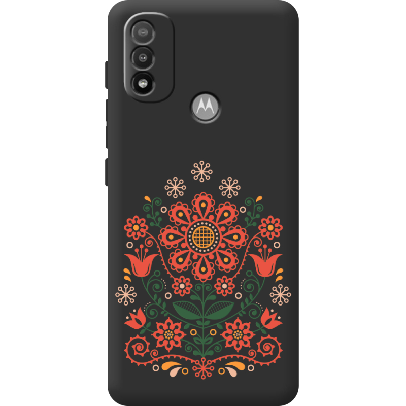 Черный чехол BoxFace Motorola E20 Ukrainian Ornament