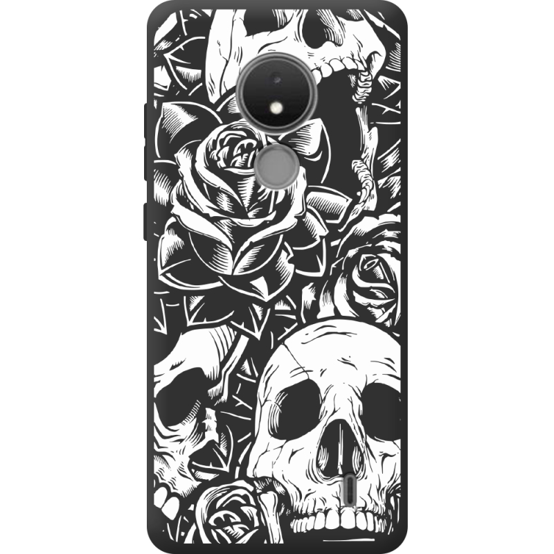 Черный чехол BoxFace Nokia C21 Skull and Roses