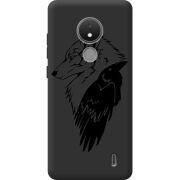Черный чехол BoxFace Nokia C21 Wolf and Raven
