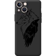 Черный чехол BoxFace Apple iPhone 13 mini Wolf and Raven