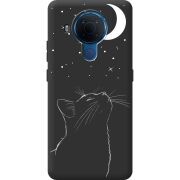 Черный чехол BoxFace Nokia 5.4 Місячний кіт