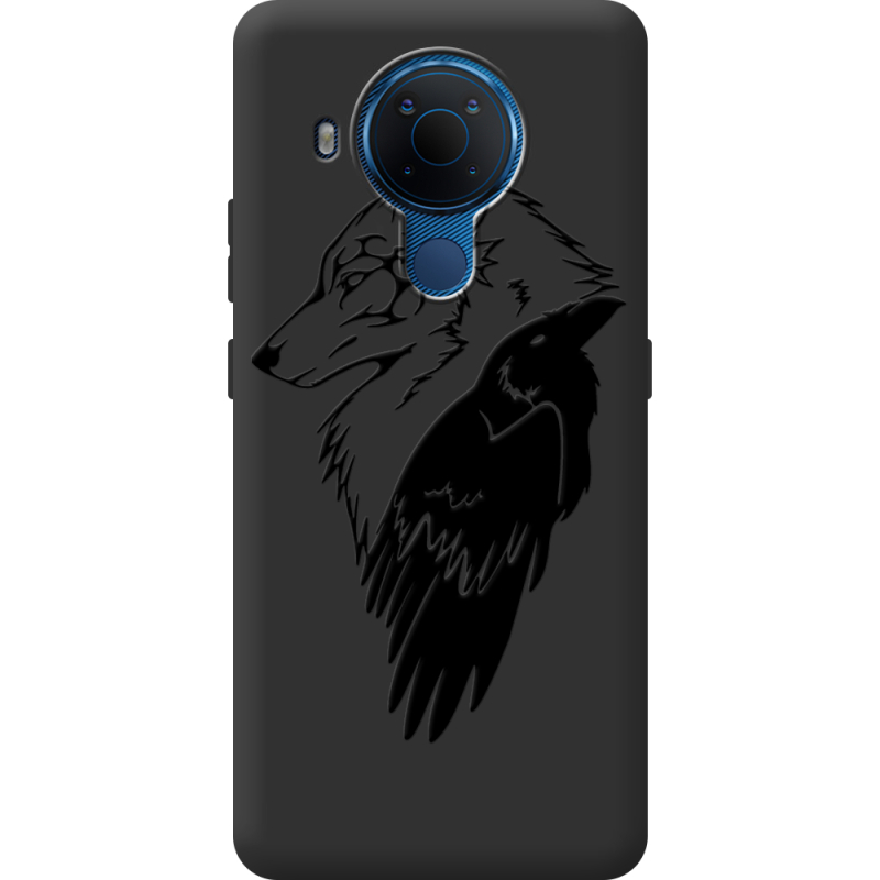 Черный чехол BoxFace Nokia 5.4 Wolf and Raven