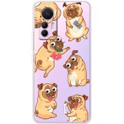 Прозрачный чехол BoxFace Xiaomi 12 Lite с 3D-глазками Pug