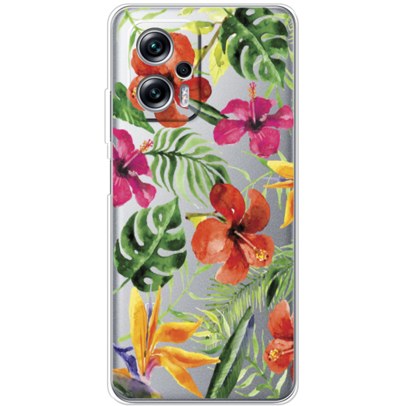 Прозрачный чехол BoxFace Xiaomi Poco X4 GT Tropical Flowers