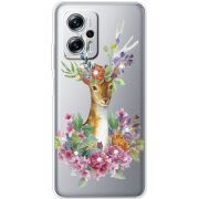 Чехол со стразами Xiaomi Poco X4 GT Deer with flowers