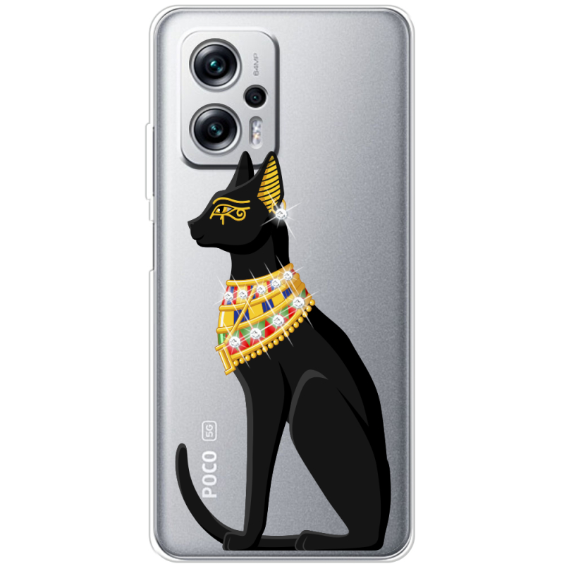 Чехол со стразами Xiaomi Poco X4 GT Egipet Cat