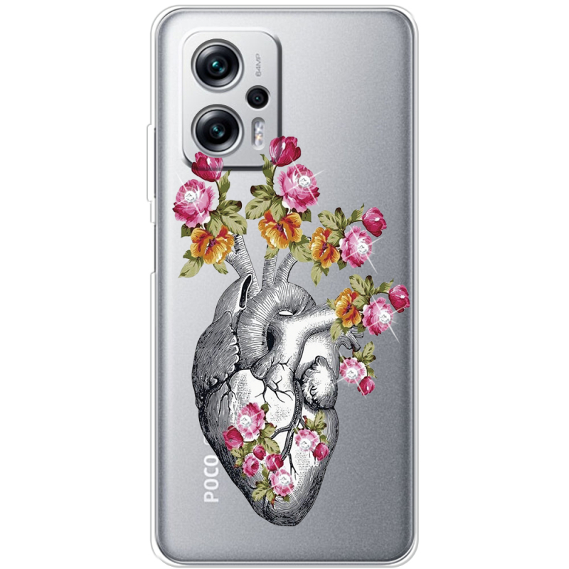 Чехол со стразами Xiaomi Poco X4 GT Heart