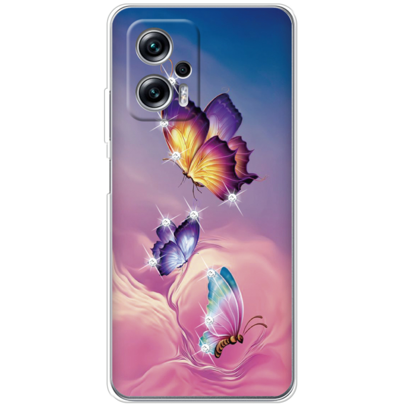 Чехол со стразами Xiaomi Poco X4 GT Butterflies