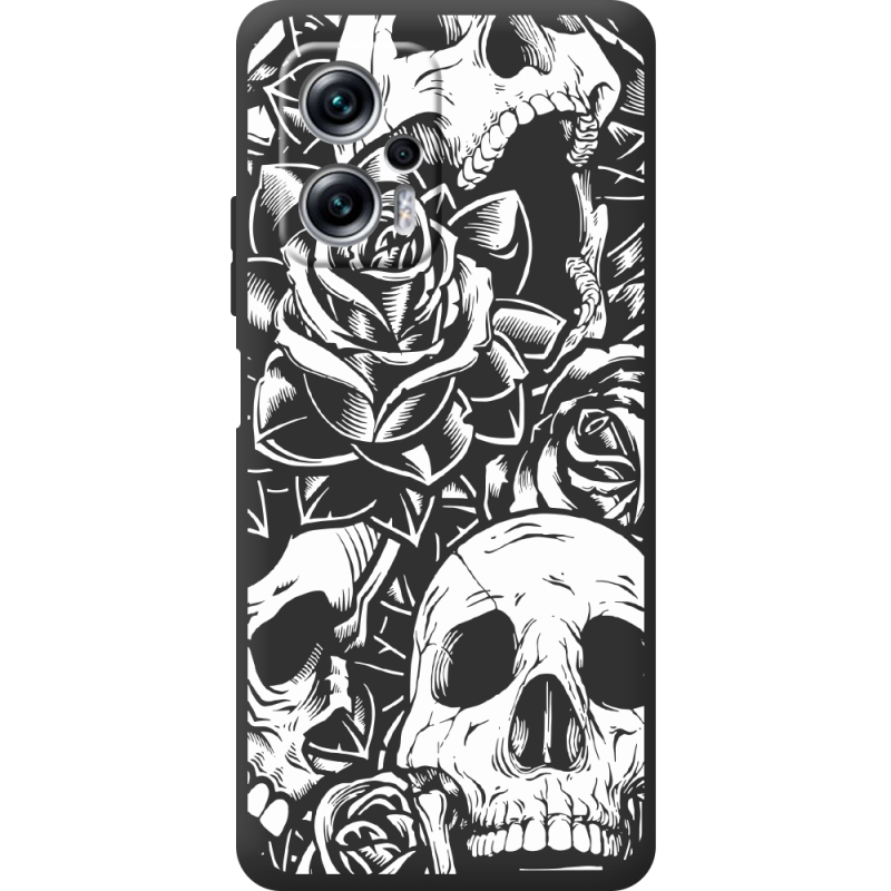 Черный чехол BoxFace Poco X4 GT Skull and Roses