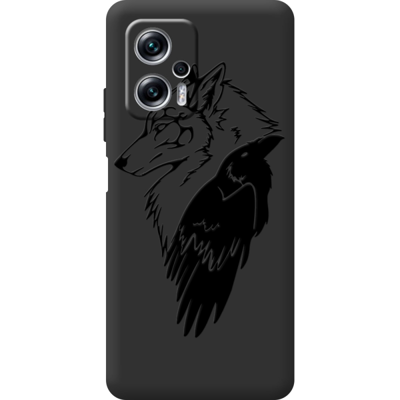 Черный чехол BoxFace Poco X4 GT Wolf and Raven