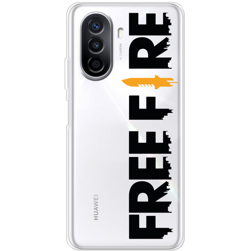 Прозрачный чехол Uprint Huawei Nova Y70 Free Fire Black Logo