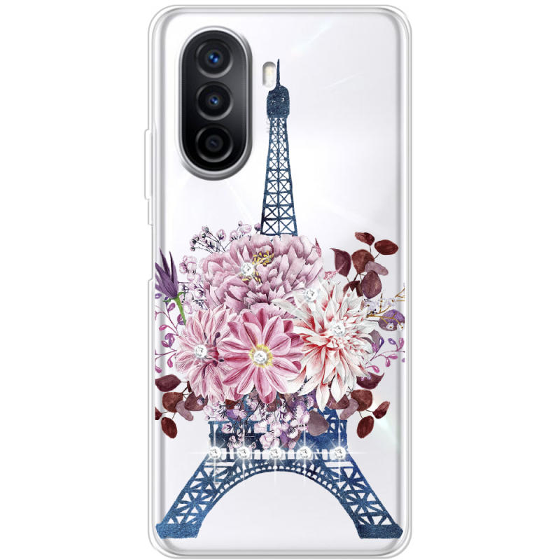 Чехол со стразами Huawei Nova Y70 Eiffel Tower