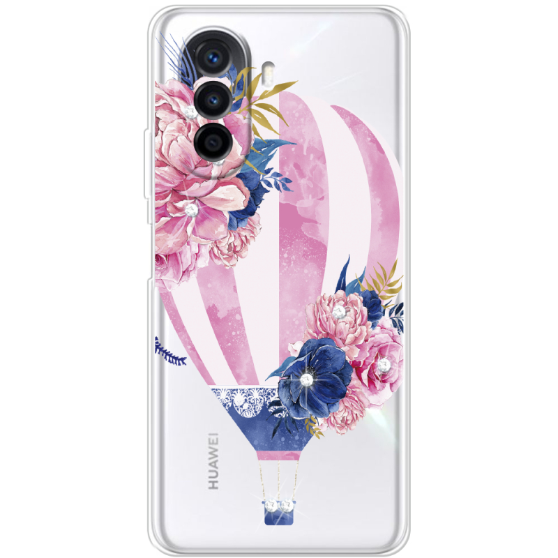 Чехол со стразами Huawei Nova Y70 Pink Air Baloon